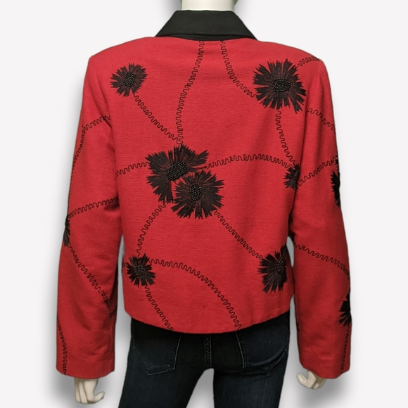 Vintage Anage Red Embellished Jacket, M - Picture 7 of 11